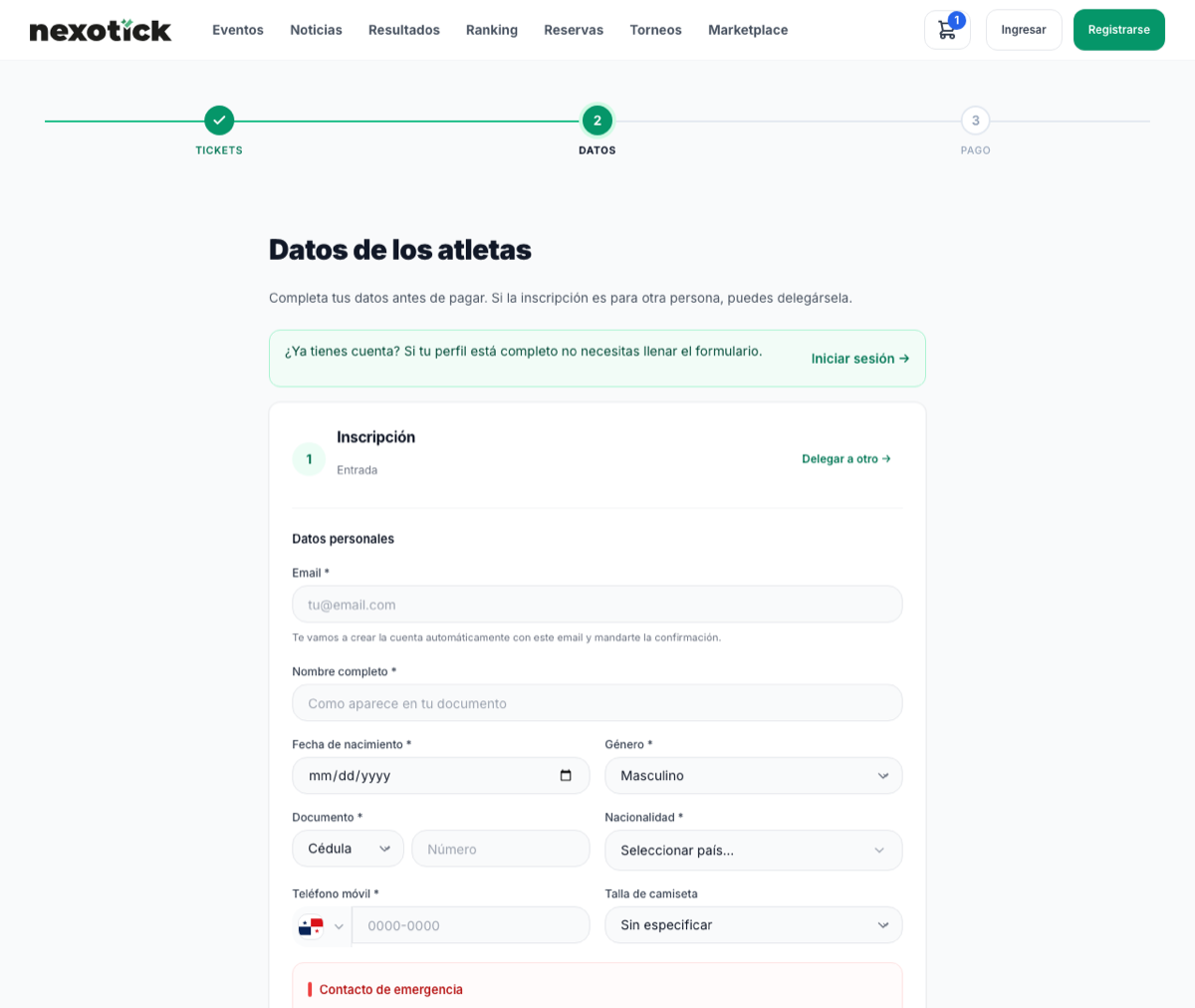 Datos: compra como invitado con tu correo, o inicia sesión si ya tienes cuenta.